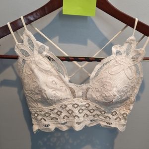 Small Zenana Crochet Crop Top Cream White